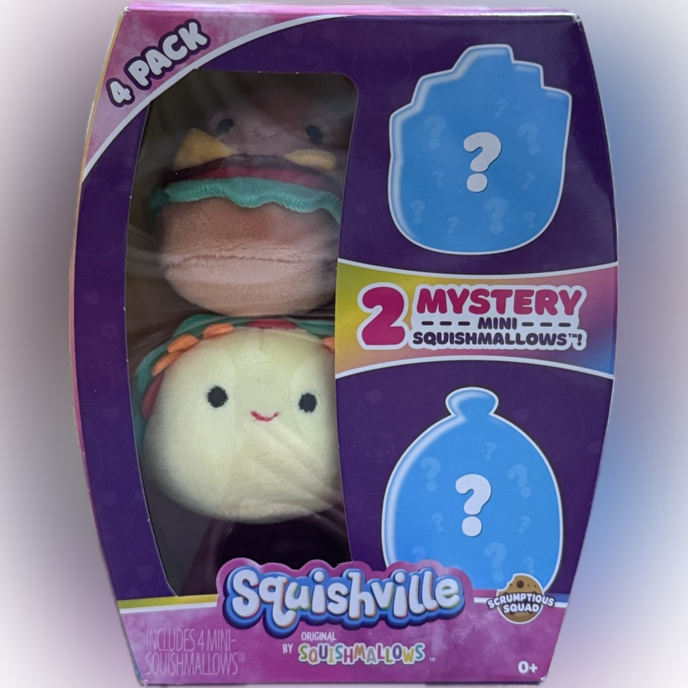 NEW Squishmallows Squishville Mini Scrumptious Mystery Squad 4-Pack 2" Plush Set